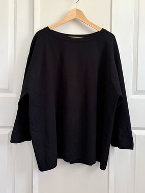 THE ROW Black Oversized Knit Pullover Sweater Made in Italy Size L